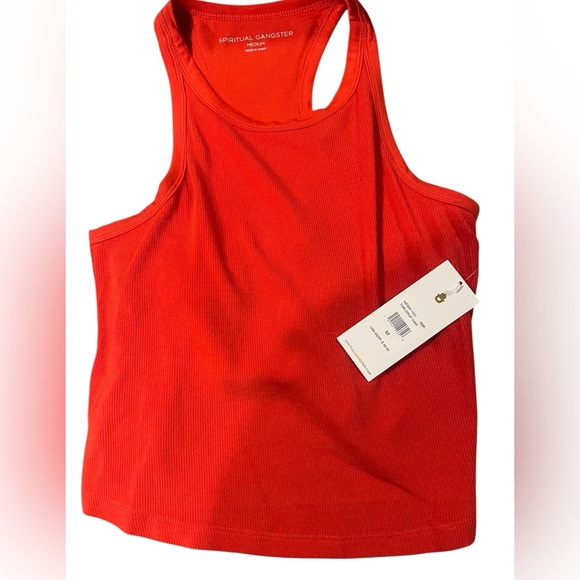 NWT spiritual gangster red cropped tank size small women's with built in bra - Picture 3 of 11